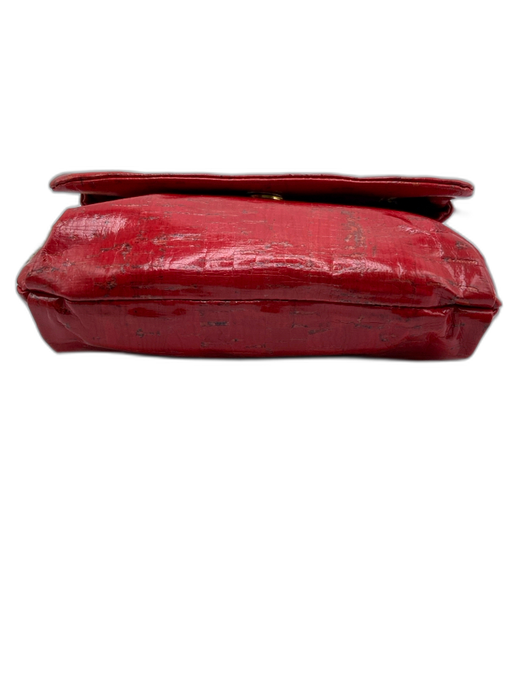 Elie Tahari Red & Gold Cork Gold hardware Magnetic Flap Crossbody Bag Red & Gold / Mini