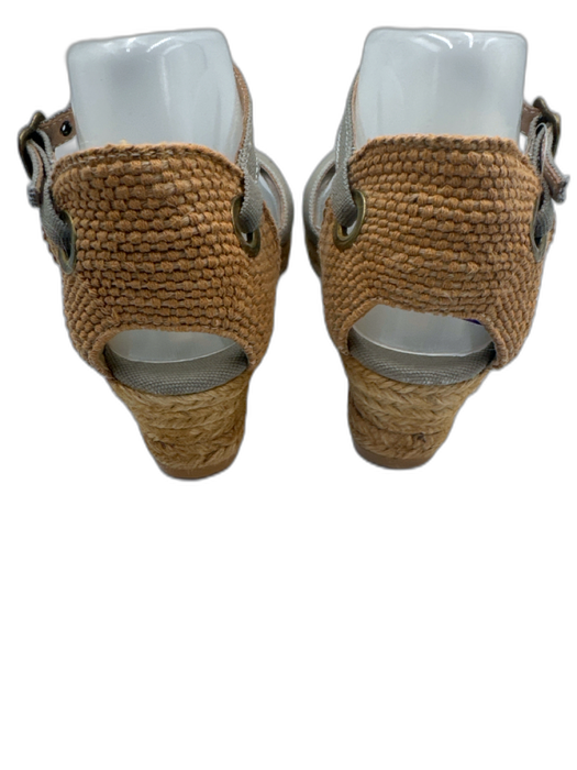 Viscata Shoe Size 40 Gray & Beige Canvas Espadrille Ankle Strap Woven Sandals Gray & Beige / 40