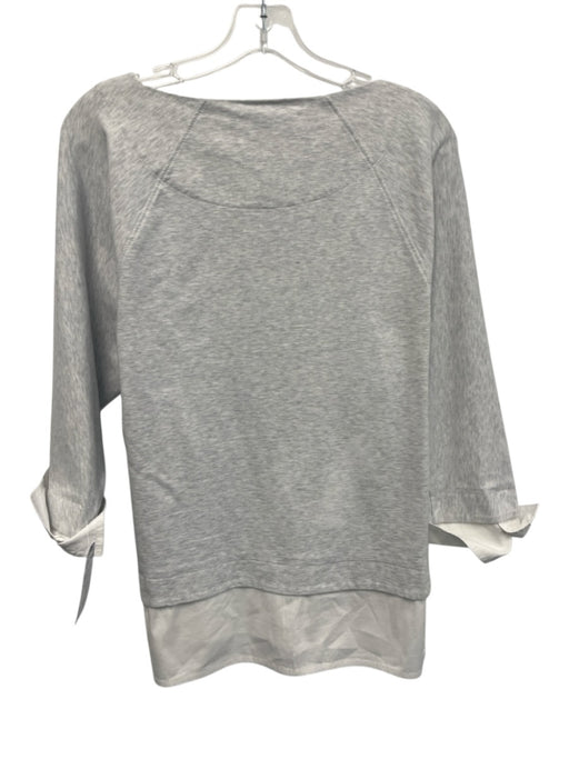 Lafayette 148 Size XS Light Gray Cotton Blend Long Sleeve Heathered Top Light Gray / XS
