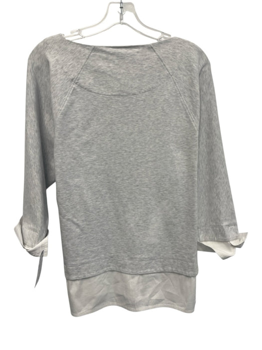 Lafayette 148 Size XS Light Gray Cotton Blend Long Sleeve Heathered Top Light Gray / XS