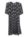 L.K. Bennett Size 6 Navy, White, Beige Silk Short Puff Sleeve Bow Dress Navy, White, Beige / 6