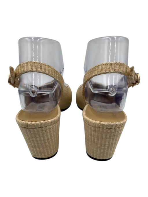 Vaneli Shoe Size 9 Beige & Black Woven Grosgrain Toe Cap Slingback Buckle Pumps Beige & Black / 9