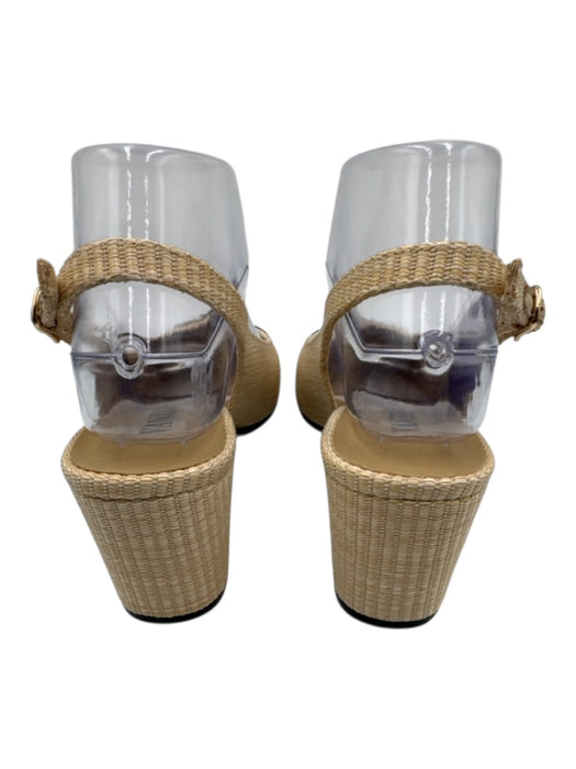 Vaneli Shoe Size 9 Beige & Black Woven Grosgrain Toe Cap Slingback Buckle Pumps Beige & Black / 9