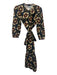 J. McLaughlin Size S Green, Blue, Brown Puff 3/4 Sleeve Floral Print Midi Dress Green, Blue, Brown / S
