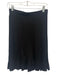 Theory Size M Black Synthetic Knit Elastic Waist Pleated Knee Length Skirt Black / M