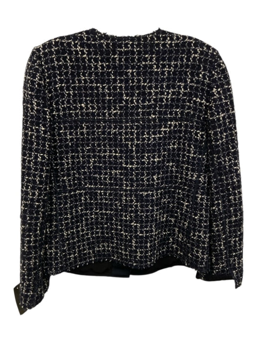 Lafayette 148 Size 6 Navy blue & Cream Acrylic Blend Long Sleeve Boucle Jacket Navy blue & Cream / 6