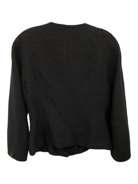 Lafayette 148 Size 8 Black Wool Long Sleeve Snap Button Boucle Jacket Black / 8