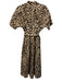 Exquise Size Small Black & Tan Cotton Blend Short Sleeve Leopard Pleated Dress Black & Tan / Small