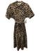 Exquise Size Small Black & Tan Cotton Blend Short Sleeve Leopard Pleated Dress Black & Tan / Small