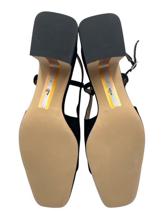 Sam Edelman Shoe Size 9 Black Leather Upper Square Toe Toe Cap Slingback Pumps Black / 9