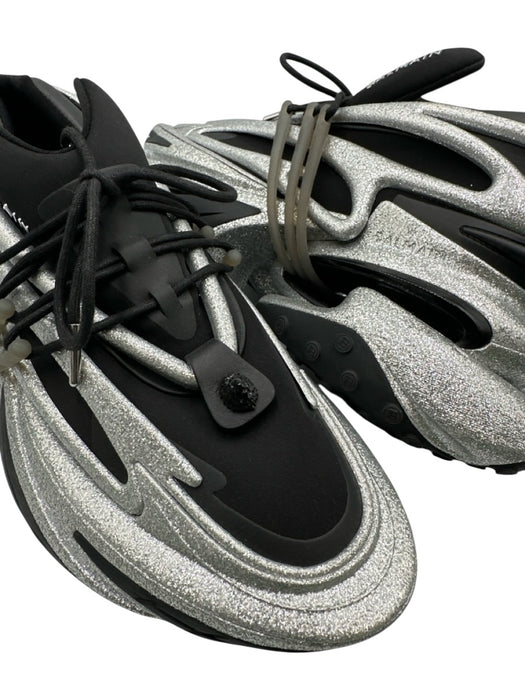 Balmain Shoe Size 10 Black & Silver Synthetic Men's Shoes Black & Silver / 10