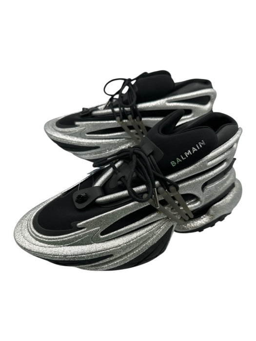 Balmain Shoe Size 10 Black & Silver Synthetic Men's Shoes Black & Silver / 10