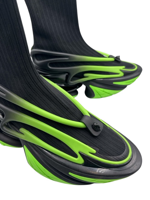 Balmain Shoe Size 10 Black & Green Synthetic High Top Men's Shoes Black & Green / 10