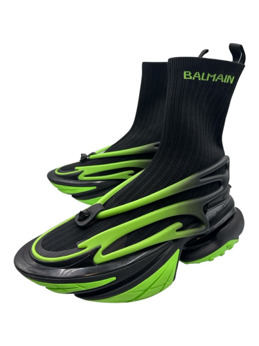 Balmain Shoe Size 10 Black & Green Synthetic High Top Men's Shoes Black & Green / 10