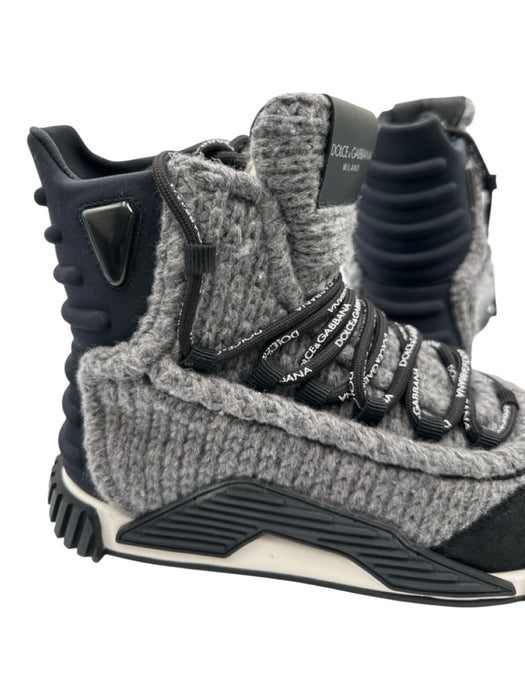 Dolce & Gabbana Shoe Size 42 Gray & Black Suede & Wool Solid Sneaker Men's Shoes Gray & Black / 42