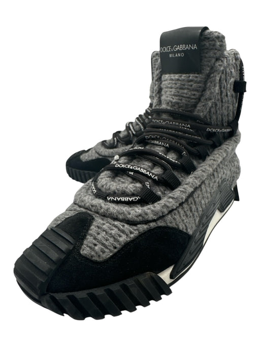 Dolce & Gabbana Shoe Size 42 Gray & Black Suede & Wool Solid Sneaker Men's Shoes Gray & Black / 42