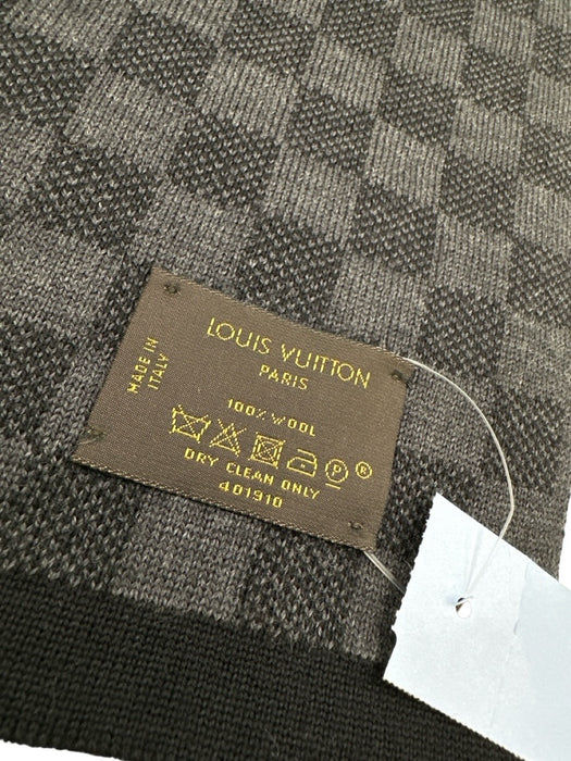 Louis Vuitton Black & Gray Silk Damier Men's Scarf Black & Gray