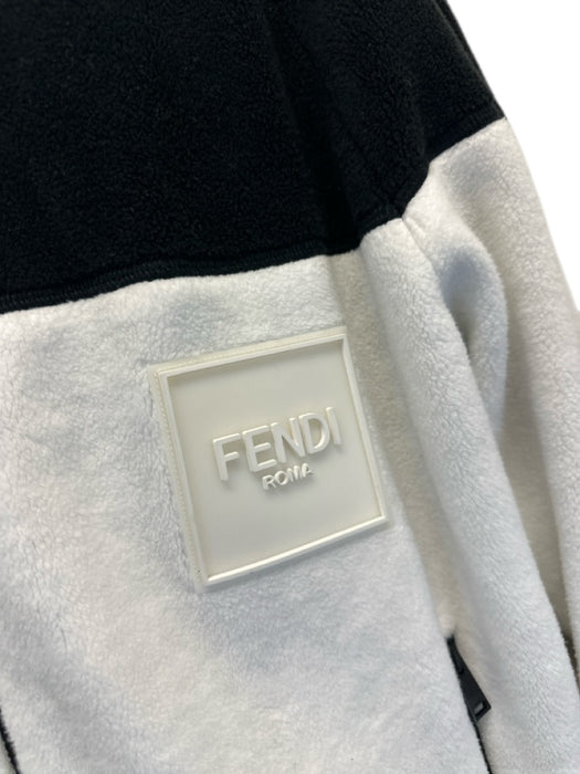 Fendi Size M Black & White Cotton Blend Zipper Men's Jacket Black & White / M