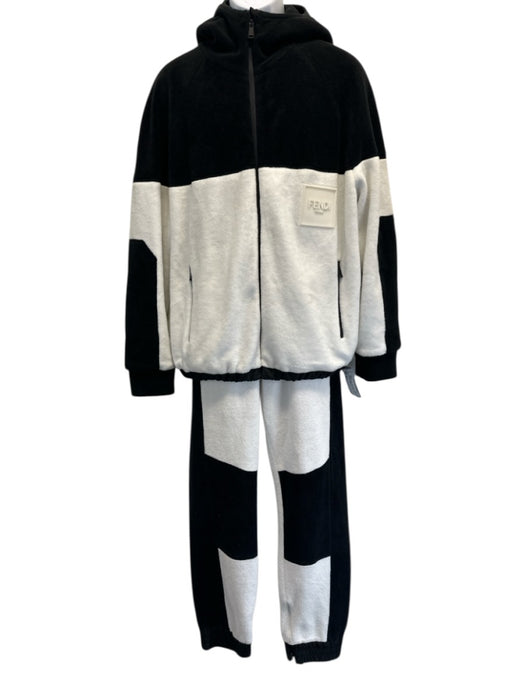Fendi Size M Black & White Cotton Blend Zipper Men's Jacket Black & White / M