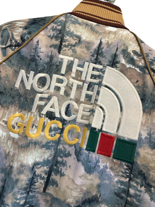 Gucci Size L Beige & Tan Print Synthetic Floral Track Zip Up Men's Jacket Beige & Tan Print / L