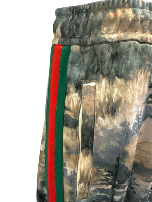Gucci Size S Beige & Tan Print Synthetic Floral Track Zip Up Men's Pants Beige & Tan Print / S