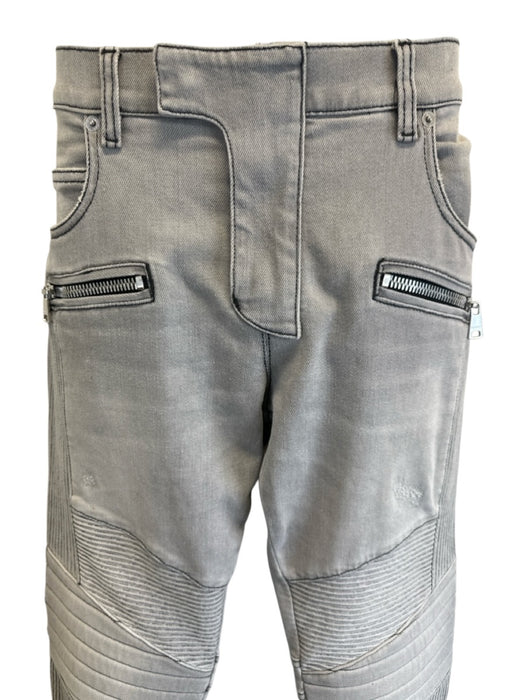 Balmain Size 31 Gray Cotton Blend Solid Skinny Moto Men's Pants Gray / 31