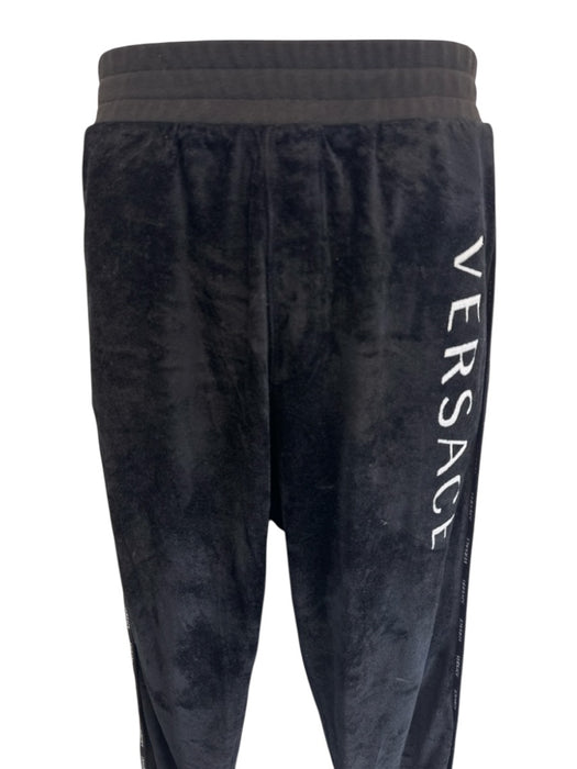 Versace Size M Black & White Cotton Blend Velour Track Jogger Men's Pants Black & White / M