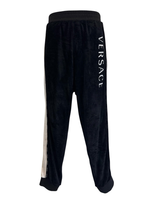 Versace Size M Black & White Cotton Blend Velour Track Jogger Men's Pants Black & White / M