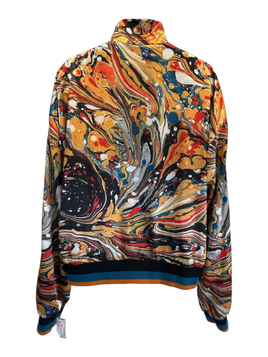 Dolce & Gabbana Size 52 Orange & Blue Synthetic Swirls Zip UP Bomber Jacket Orange & Blue / 52