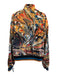 Dolce & Gabbana Size 52 Orange & Blue Synthetic Swirls Zip UP Bomber Jacket Orange & Blue / 52