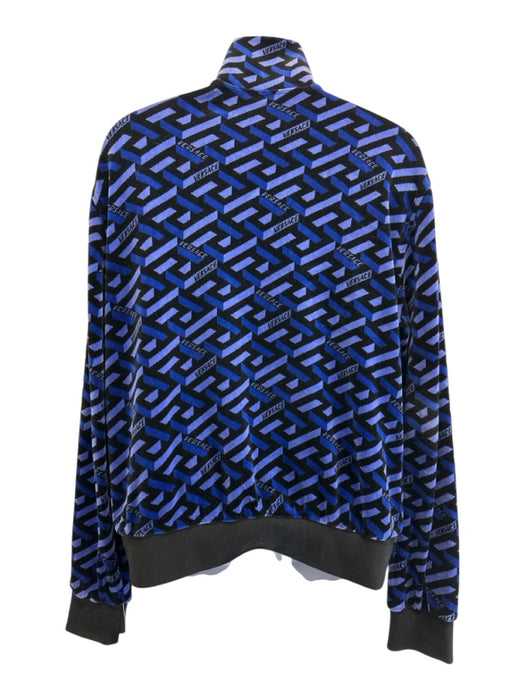 Versace Size L Blue & Purple Cotton Blend Abstract Velour Track Men's Jacket Blue & Purple / L