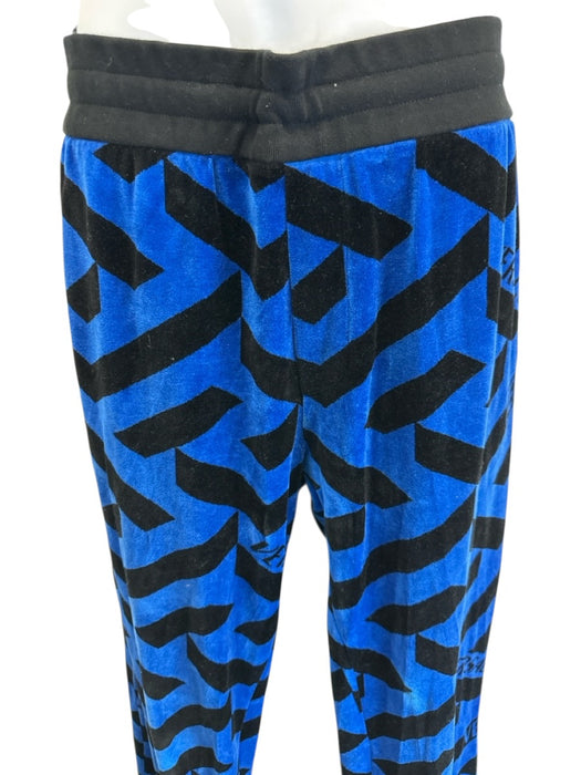 Versace Size XL Blue & Black Cotton Blend Abstract Velour Jogger Men's Pants Blue & Black / XL