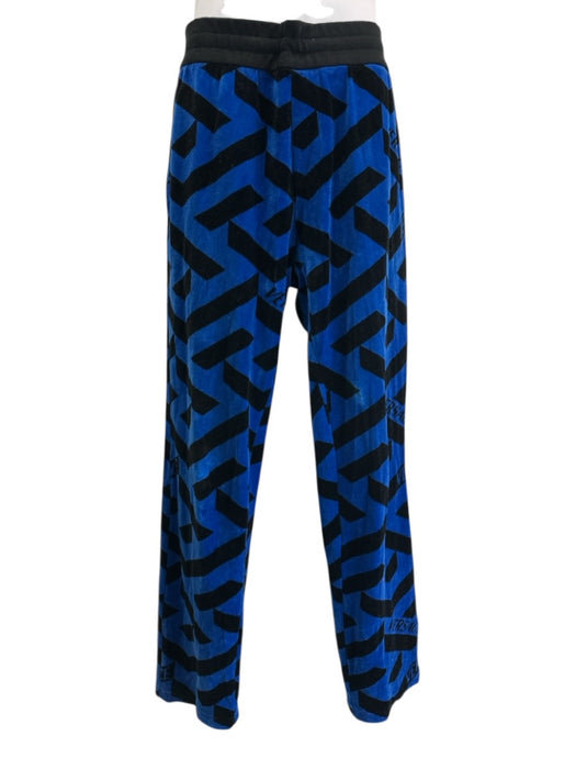 Versace Size XL Blue & Black Cotton Blend Abstract Velour Jogger Men's Pants Blue & Black / XL