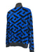 Versace Size L Black & Blue Cotton Blend Abstract Velour Track Men's Jacket Black & Blue / L