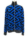 Versace Size L Black & Blue Cotton Blend Abstract Velour Track Men's Jacket Black & Blue / L