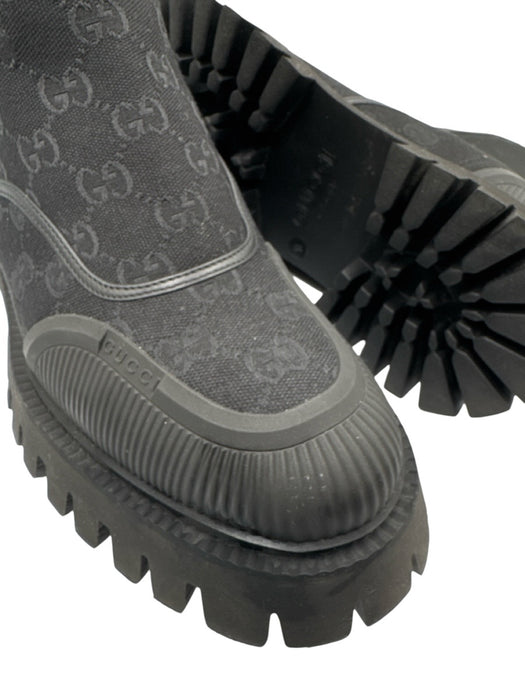 Gucci Shoe Size 10 Black Canvas Guccissima Boot Chelsea Men's Shoes Black / 10