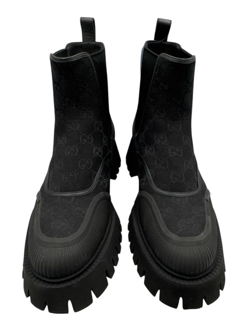 Gucci Shoe Size 10 Black Canvas Guccissima Boot Chelsea Men's Shoes Black / 10
