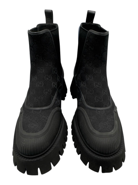 Gucci Shoe Size 10 Black Canvas Guccissima Boot Chelsea Men's Shoes Black / 10