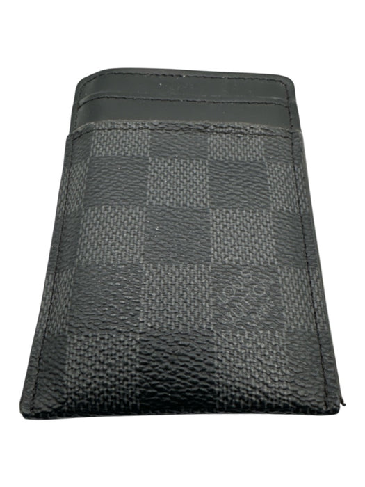 Louis Vuitton Gray & Black Leather Damier Card Slots Clip Men's Wallet Gray & Black