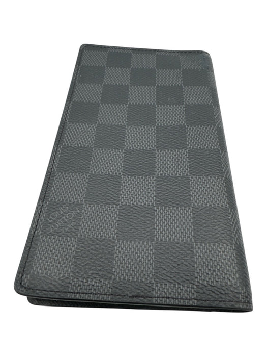 Louis Vuitton Gray & Black Leather Damier Checkbook Men's Wallet Gray & Black