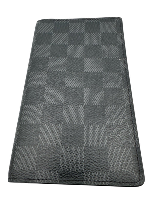 Louis Vuitton Gray & Black Leather Damier Checkbook Men's Wallet Gray & Black
