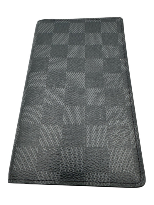 Louis Vuitton Gray & Black Leather Damier Checkbook Men's Wallet Gray & Black