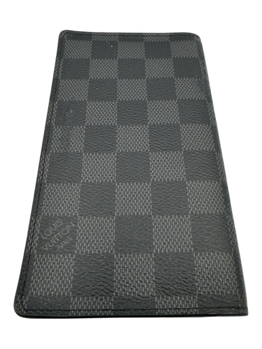 Louis Vuitton Gray & Black Leather Damier Checkbook Men's Wallet Gray & Black