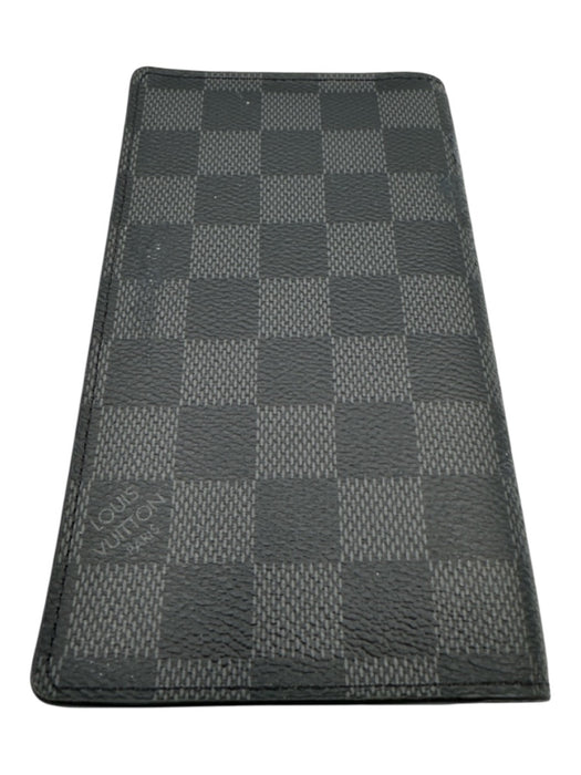 Louis Vuitton Gray & Black Leather Damier Checkbook Men's Wallet Gray & Black