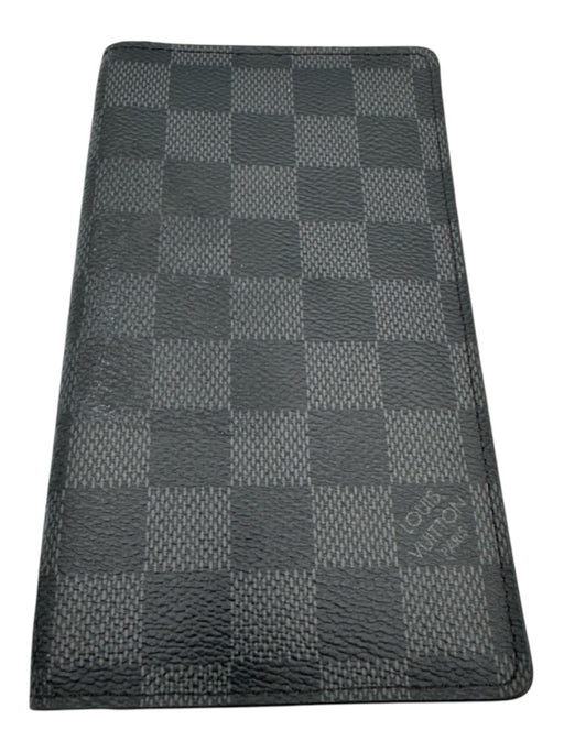 Louis Vuitton Gray & Black Leather Damier Checkbook Men's Wallet Gray & Black