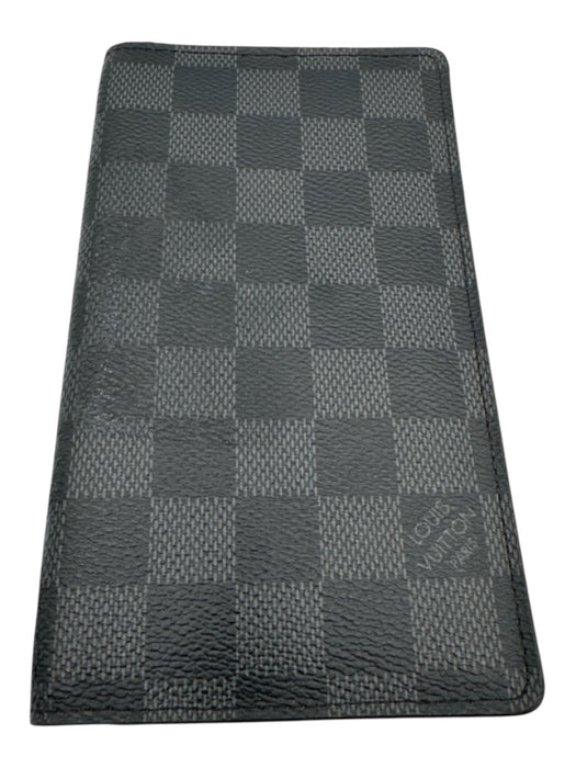 Louis Vuitton Gray & Black Leather Damier Checkbook Men's Wallet Gray & Black