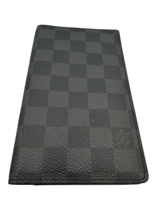 Louis Vuitton Gray & Black Leather Damier Checkbook Men's Wallet Gray & Black