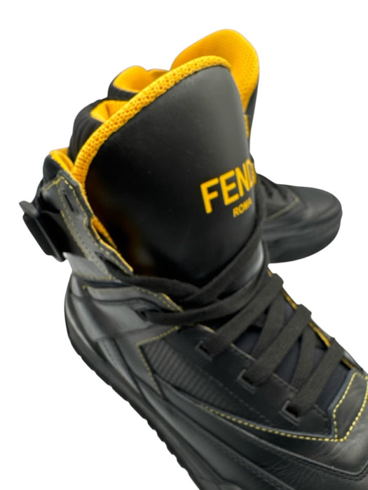 Fendi Shoe Size 7 Black Leather Solid Sneaker Men's Shoes Black / 7
