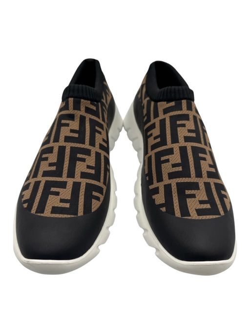 Fendi Shoe Size 9 Brown & Black Synthetic logo Sneaker Slip On Men's Shoes Brown & Black / 9
