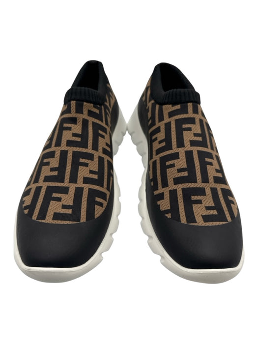 Fendi Shoe Size 9 Brown & Black Synthetic logo Sneaker Slip On Men's Shoes Brown & Black / 9